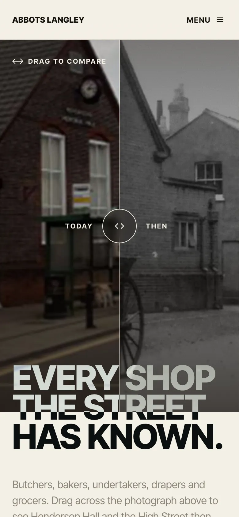 The new front page on a phone, with the then-and-now photograph and the headline.