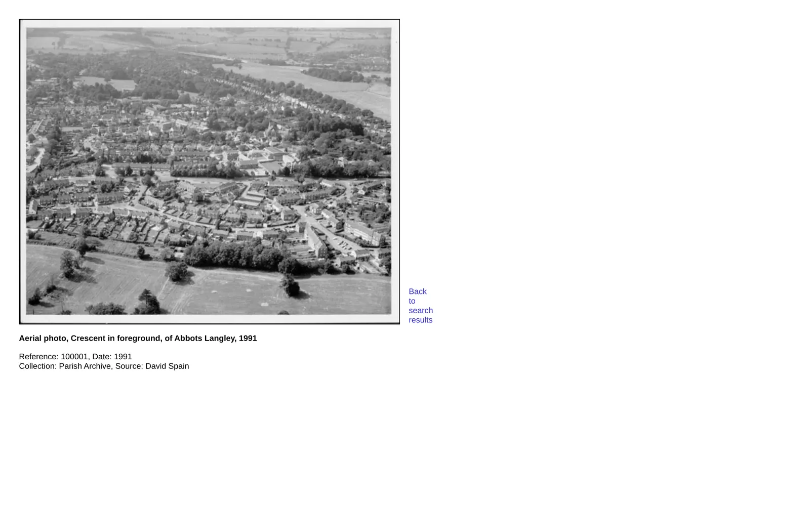 The original photo page: the picture, a bold title and two lines of reference details.